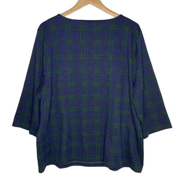 Talbots Zip Pocket Jacquard Plaid Top size 3X - Picture 3 of 7